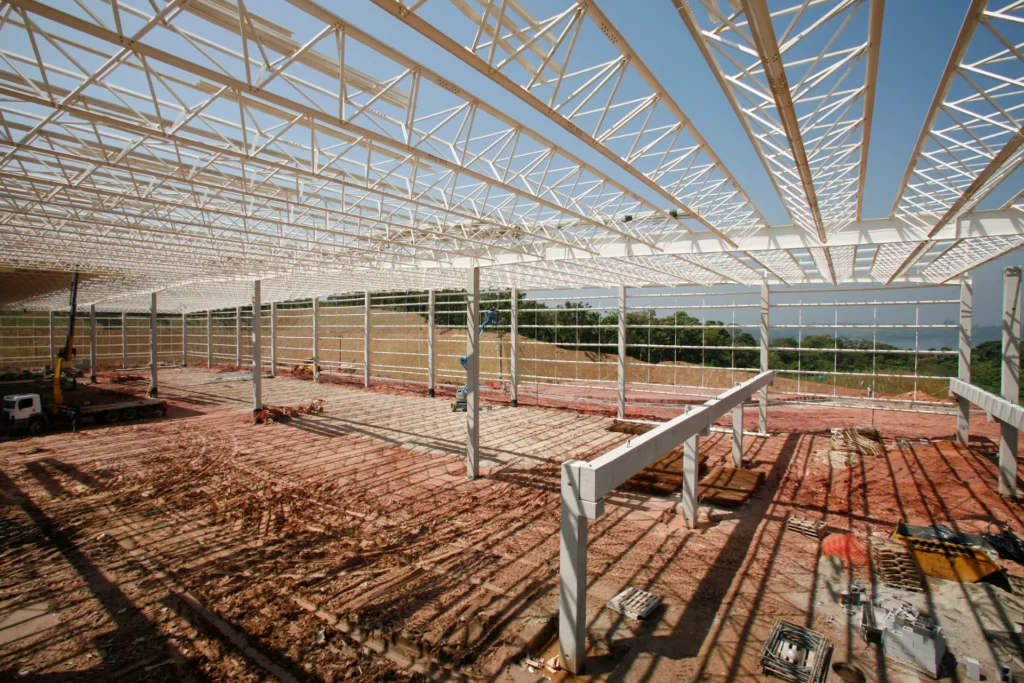 Greenhouse structure installation on site